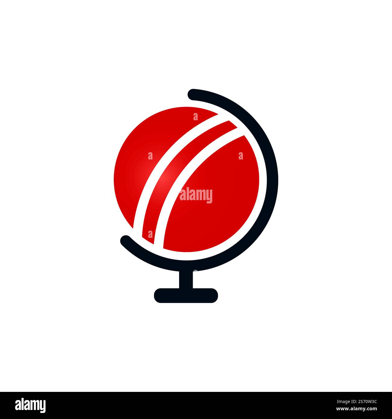 Cricket ball as a globe vector logo design. Stock Vector
