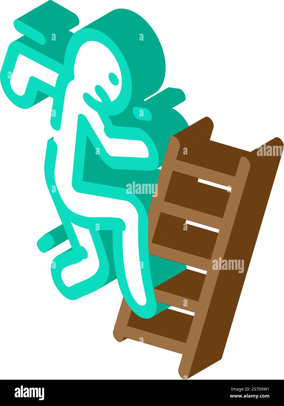fall ladder accident isometric icon vector. fall ladder accident sign ...