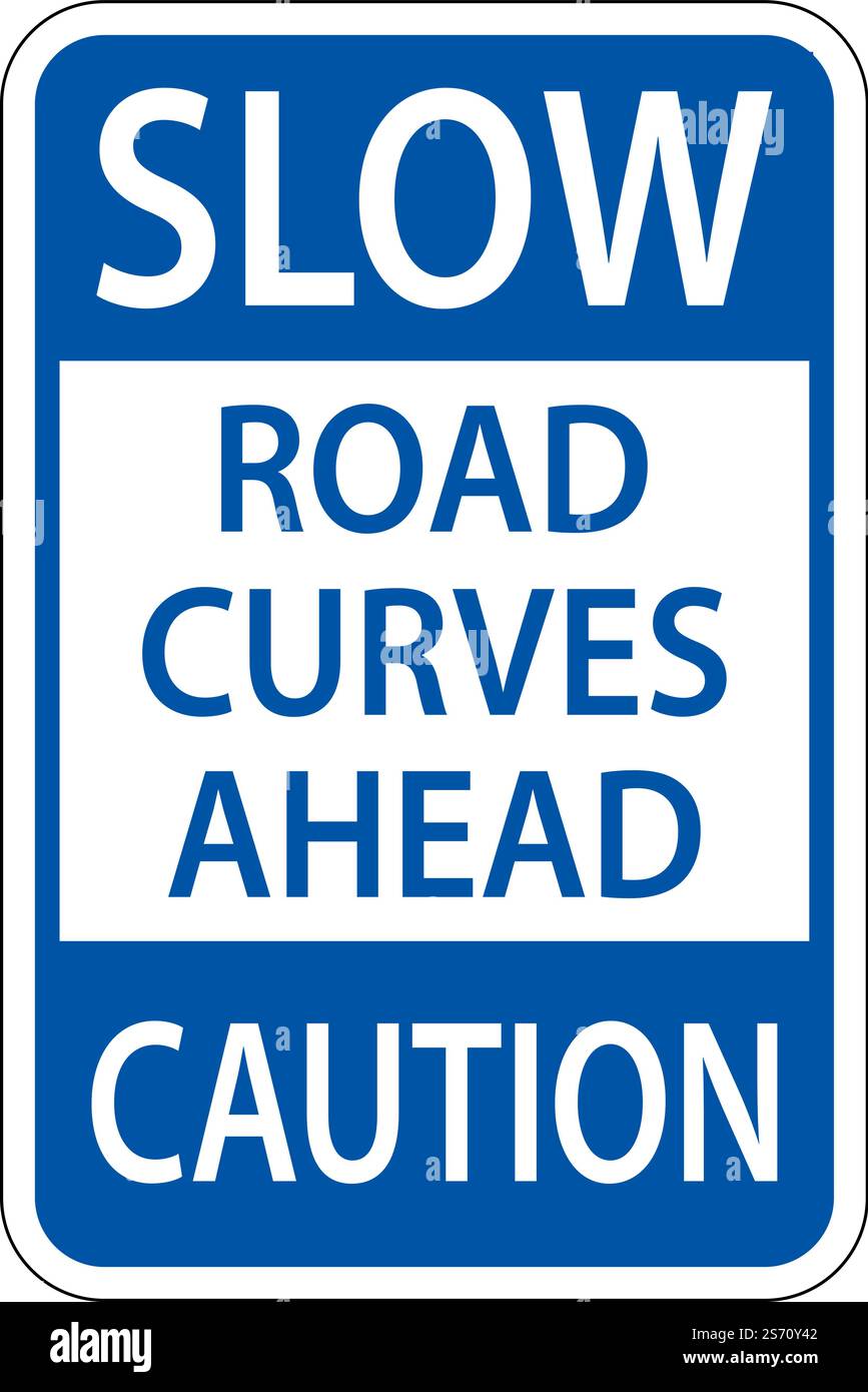 Slow Road Curves Ahead Caution Sign Stock Vector