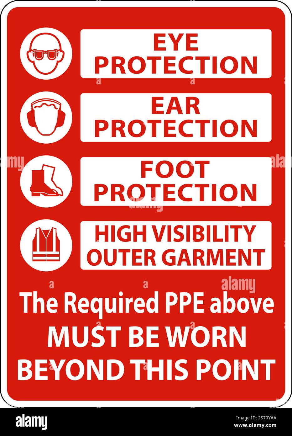 Cartello Sicurezza "PPE Must Be Worn On This Site" 400x300 Mm - 4 Mm Scanalato, Per Esterni E Cantieri