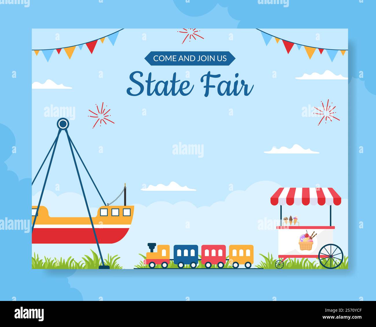 Amusement Park Carnival Photocall Template Hand Drawn Cartoon Flat ...
