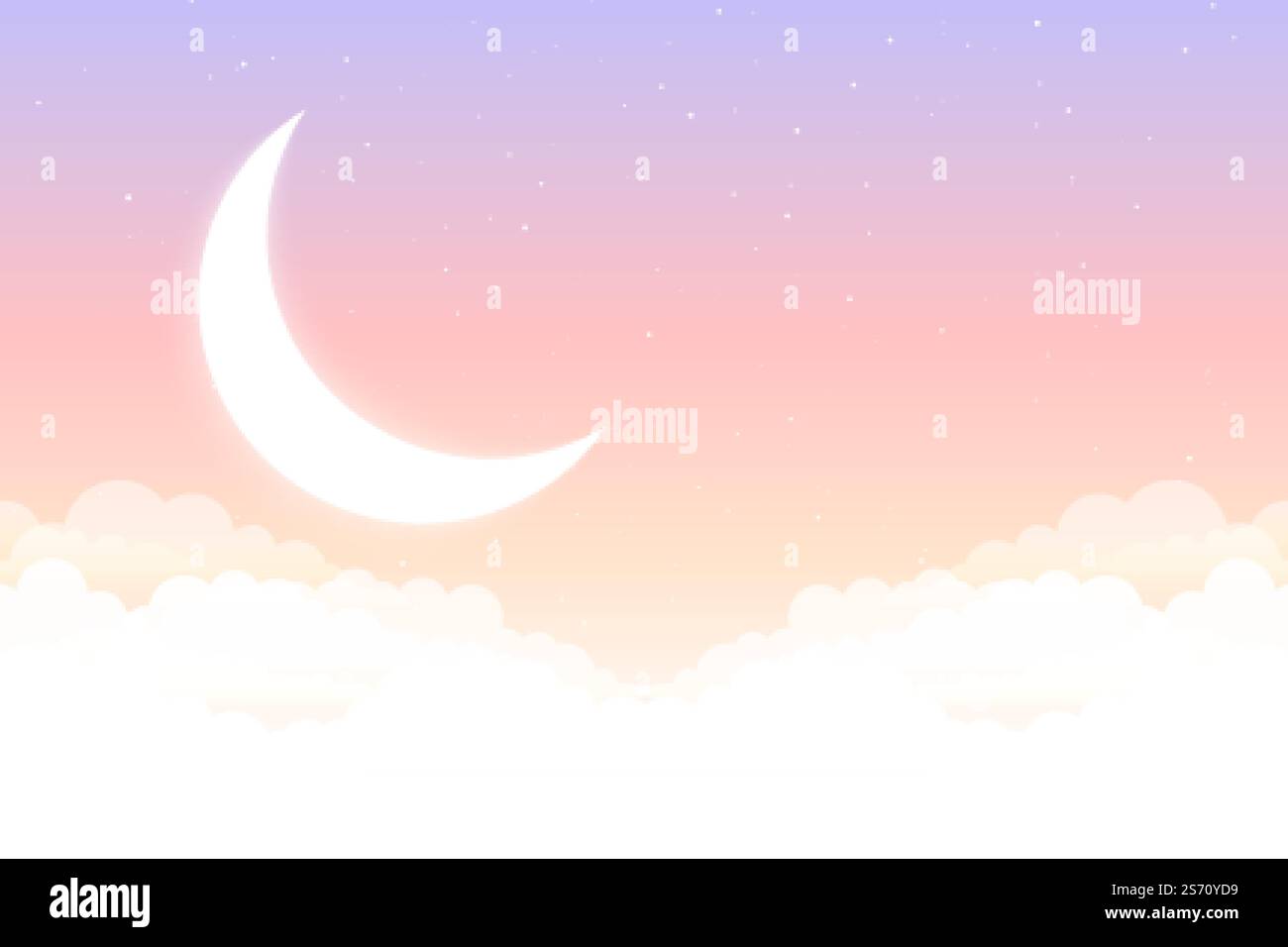 dreamy fairy tales moon star and clouds beautiful background Stock