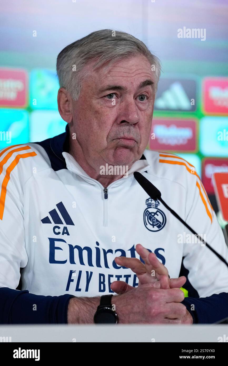 Carlo Ancelotti attends his press conference during the training day of ...