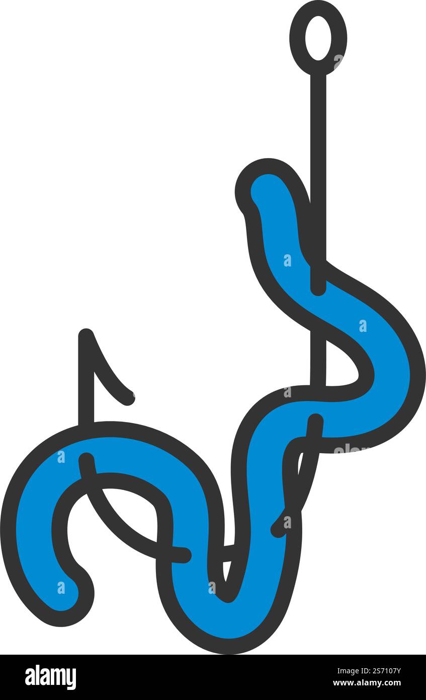 Icon Of Worm On Hook. Editable Bold Outline With Color Fill Design ...