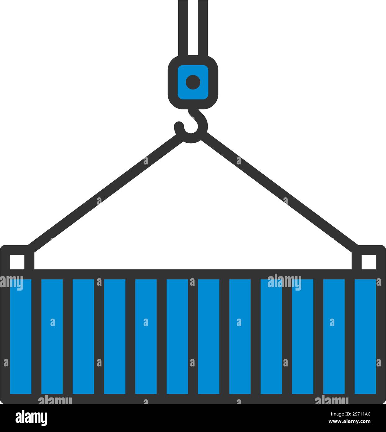 Crane Hook Lifting Container. Editable Bold Outline With Color Fill Design. Vector Illustration. Stock Vector