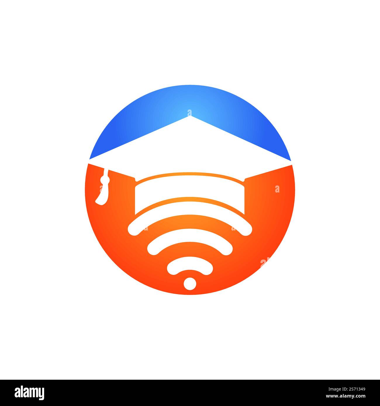 Graduate hat and wifi vector logo design. Study online logo concept ...