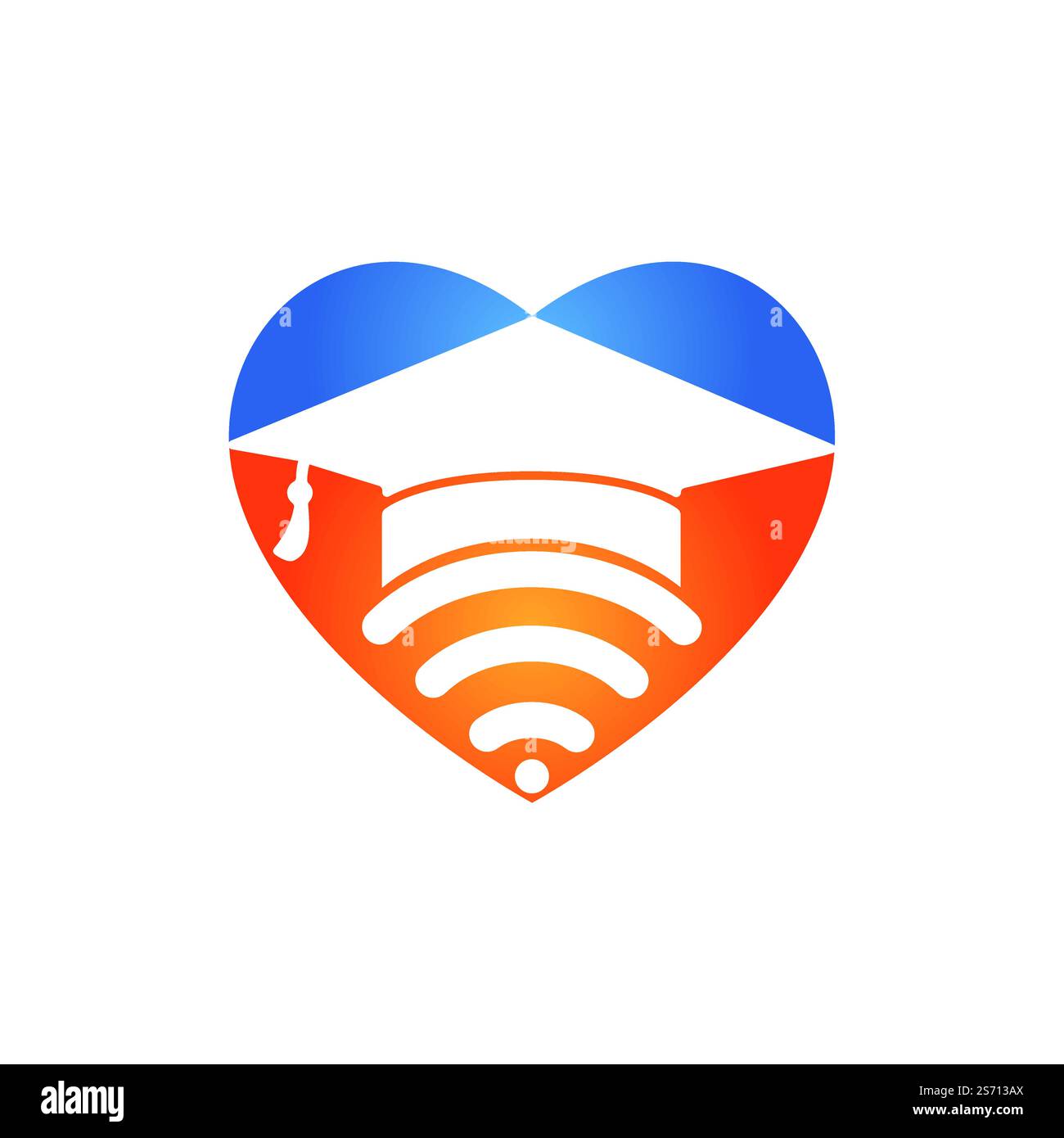 Graduate hat and wifi vector logo design. Study online logo concept ...