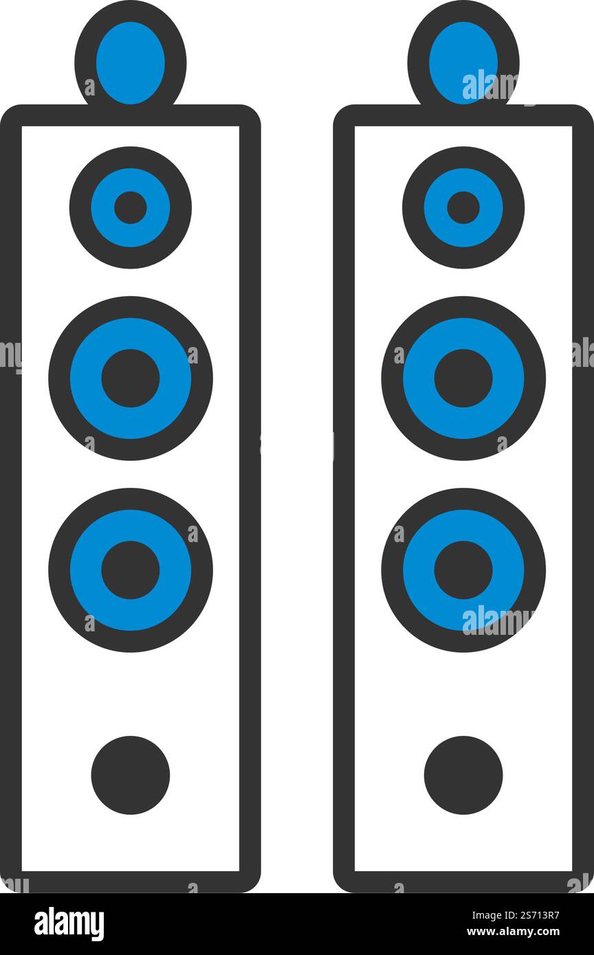 Audio System Speakers Icon. Editable Bold Outline With Color Fill ...