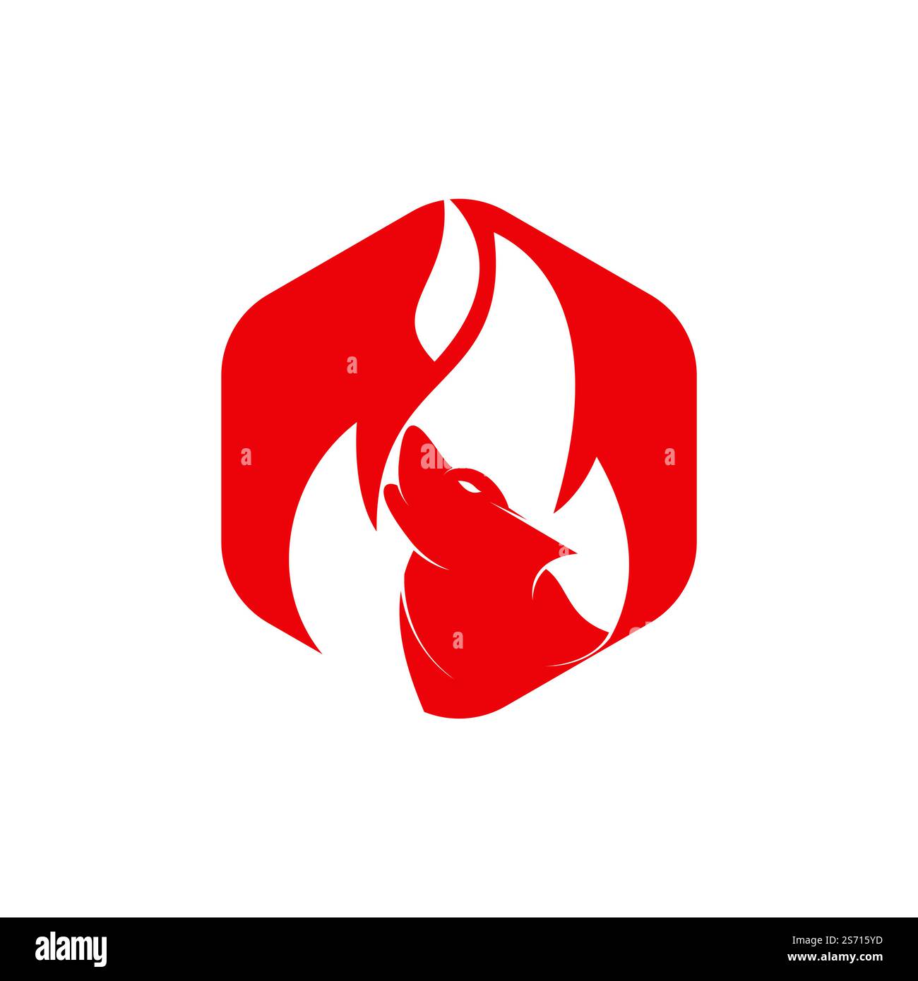 Wolf fire vector logo design template. Stock Vector