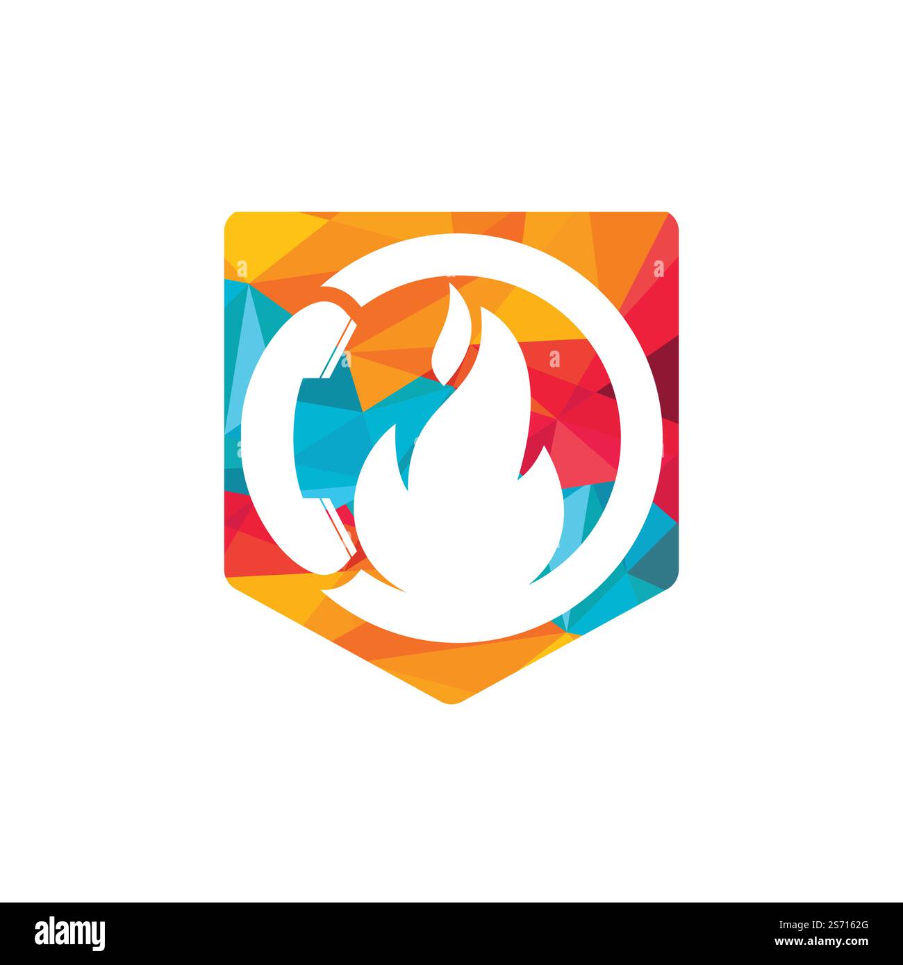 Hot call vector logo design concept. Handset and fire icon. Stock Vector