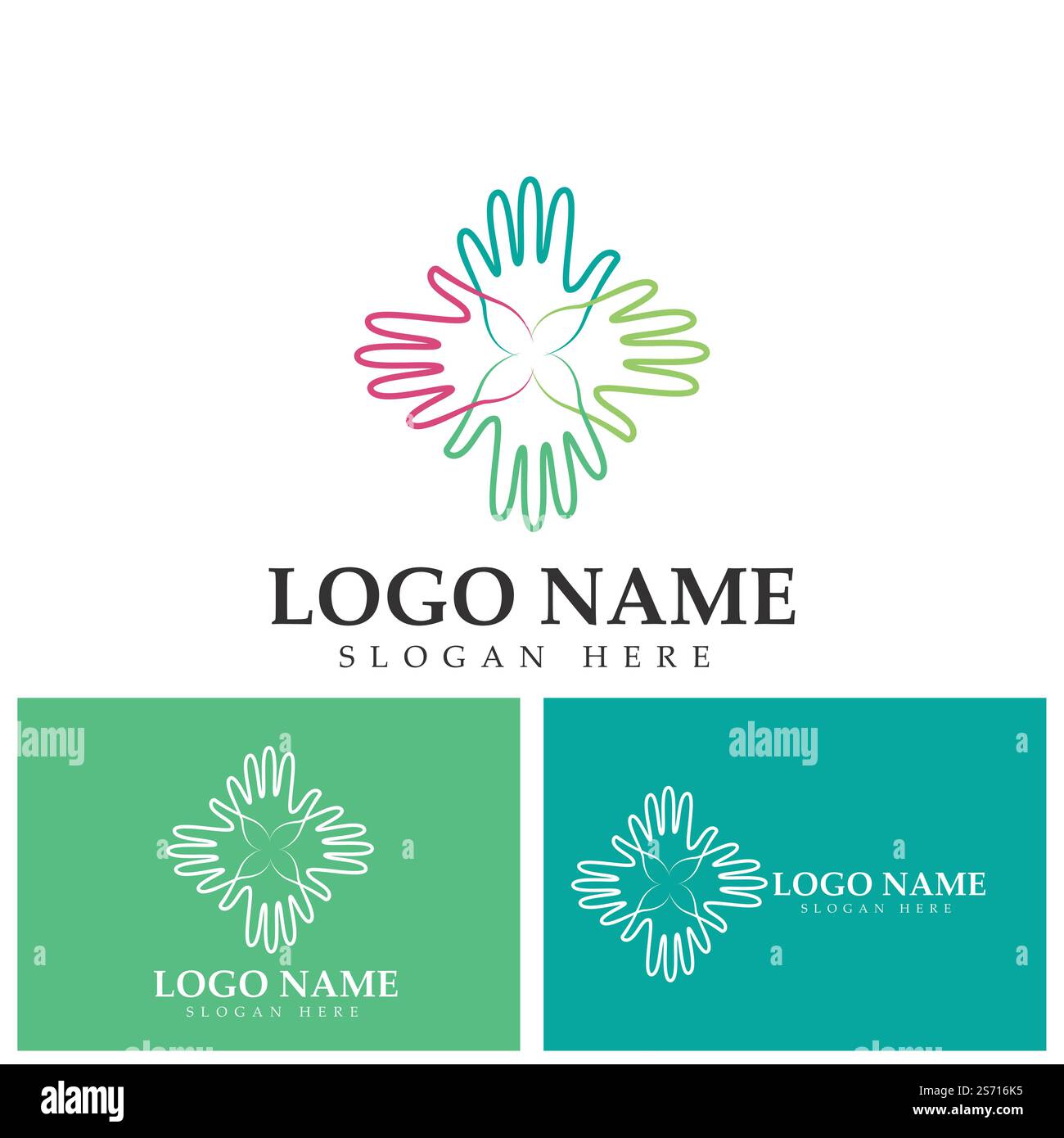 diversity hand team work help logo vector icon illustration Stock ...