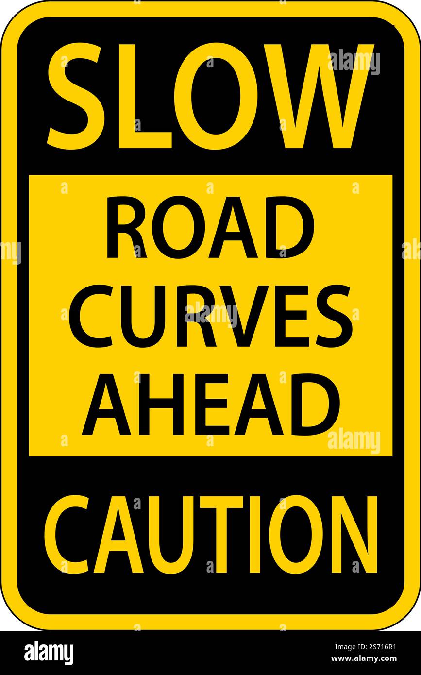 Slow Road Curves Ahead Caution Sign Stock Vector