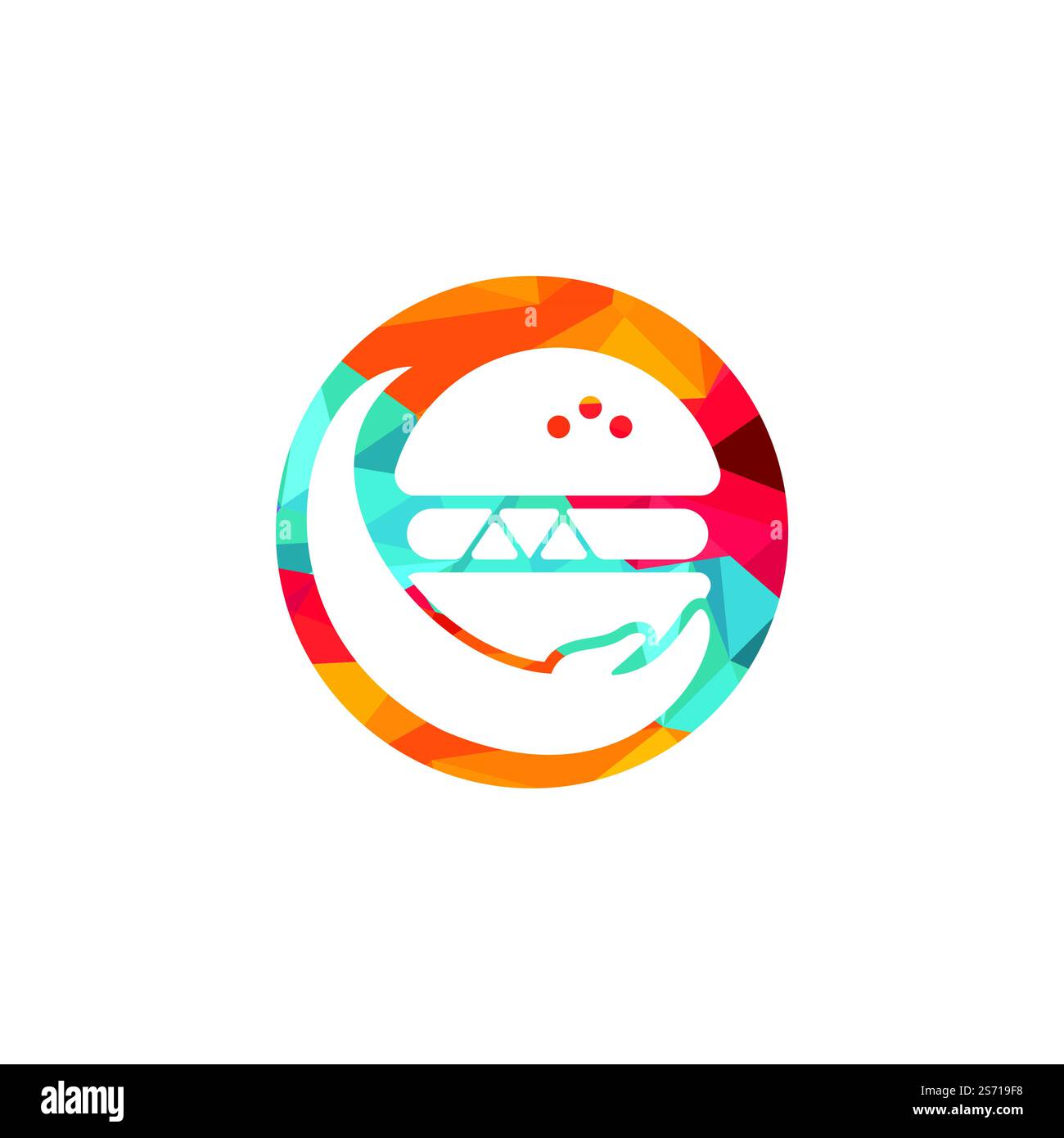 Burger care vector logo design. Vector burger and hand logo combination. Stock Vector