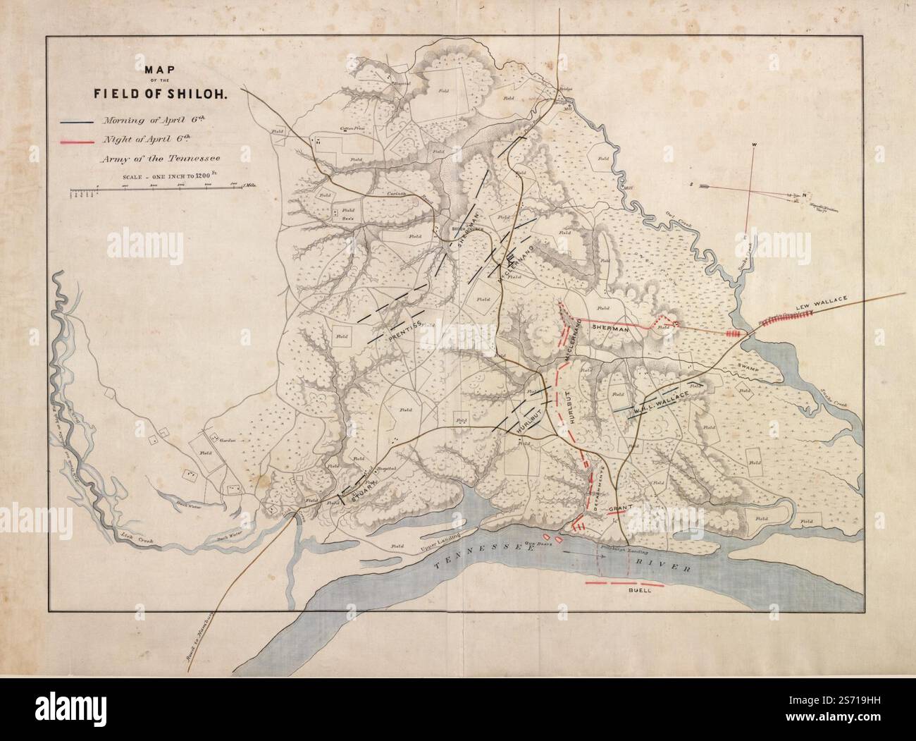 Map of the field of Shiloh. April 6 [1862]. 1862 by United States. Army ...