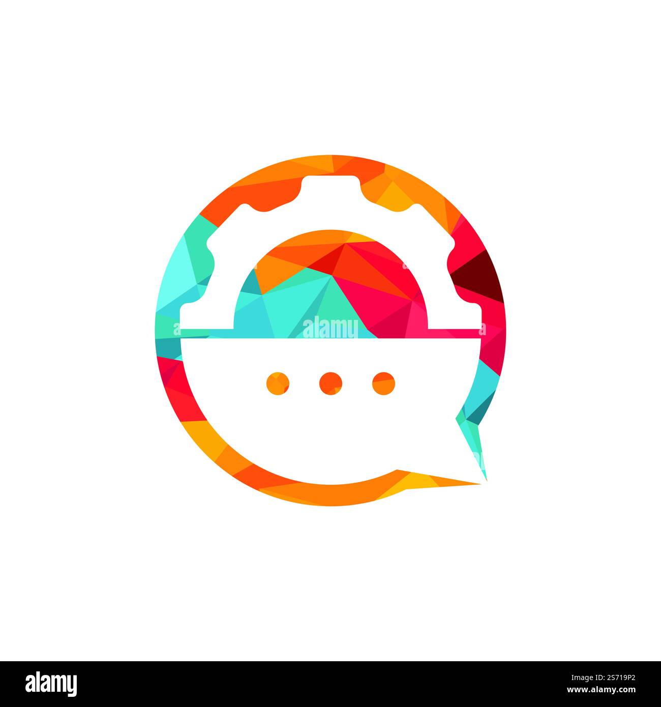 Gear chat vector logo design template. Gear bubble chat vector logo. Stock Vector