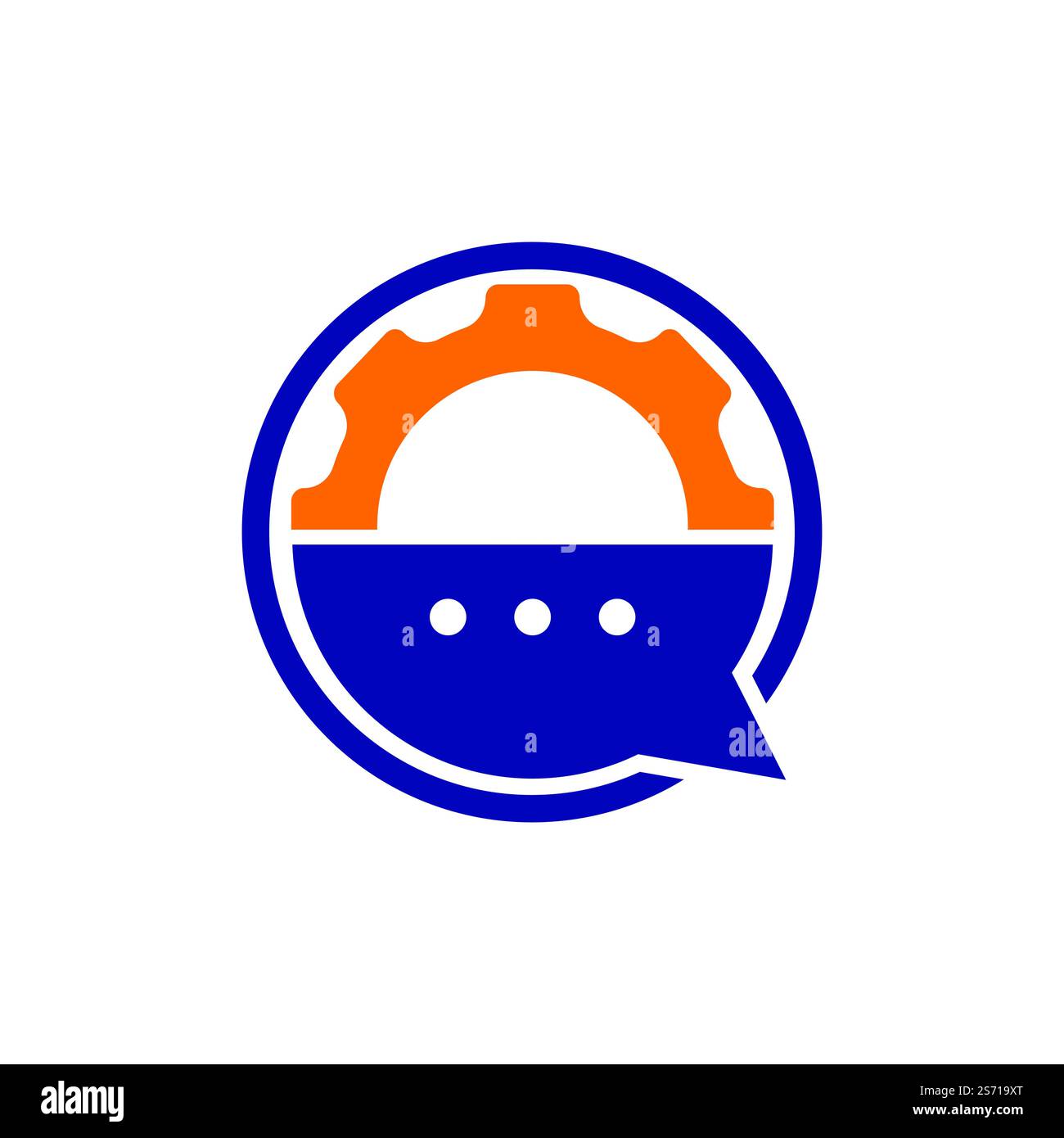 Gear chat vector logo design template. Gear bubble chat vector logo. Stock Vector