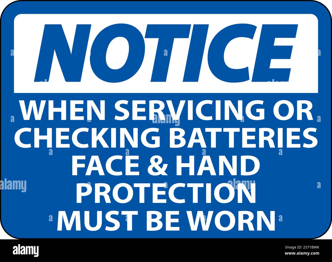 Notice When Servicing Batteries Sign On White Background Stock Vector