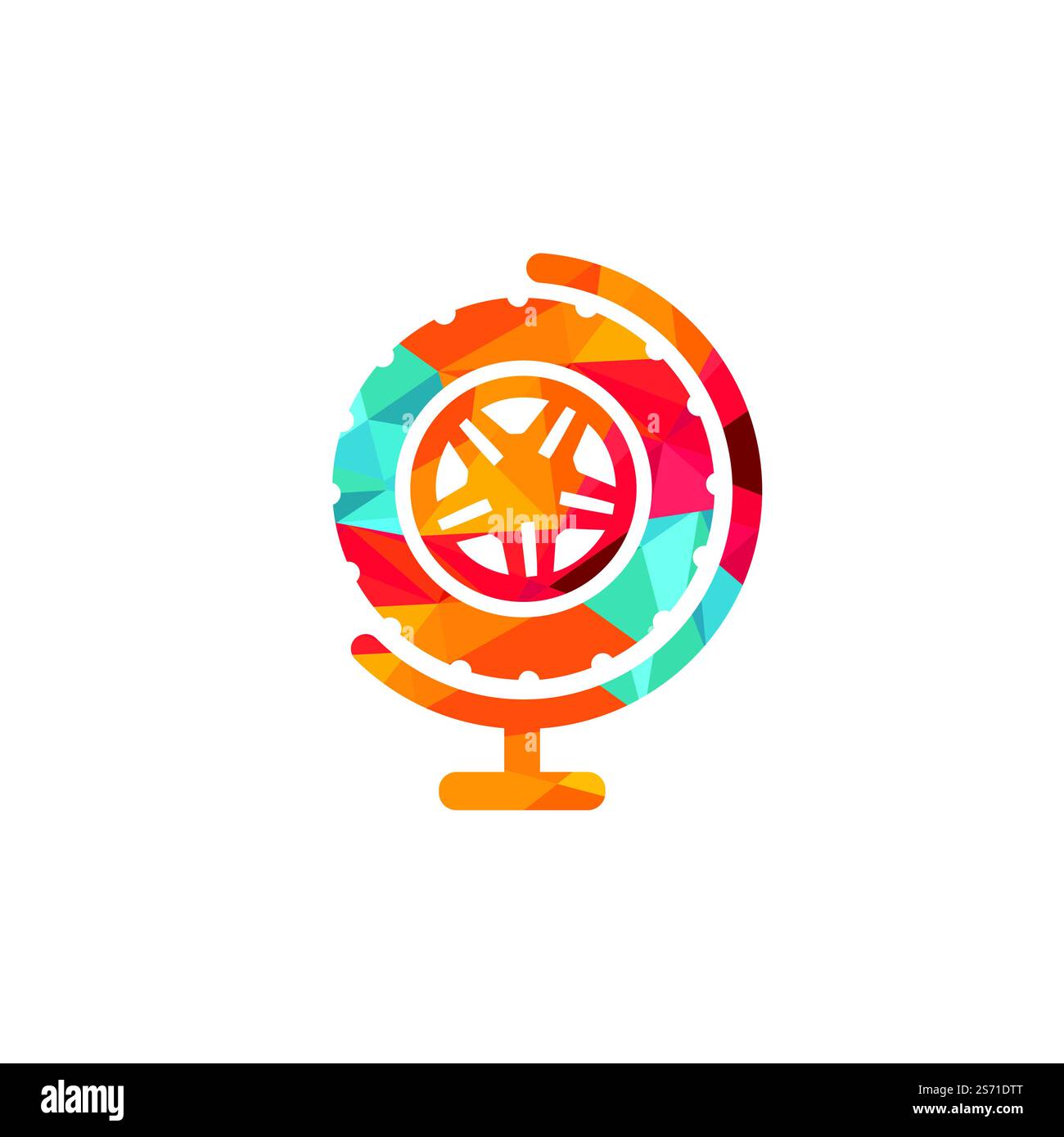 Tire world vector logo template. Vector wheel and planet logo combination. Stock Vector