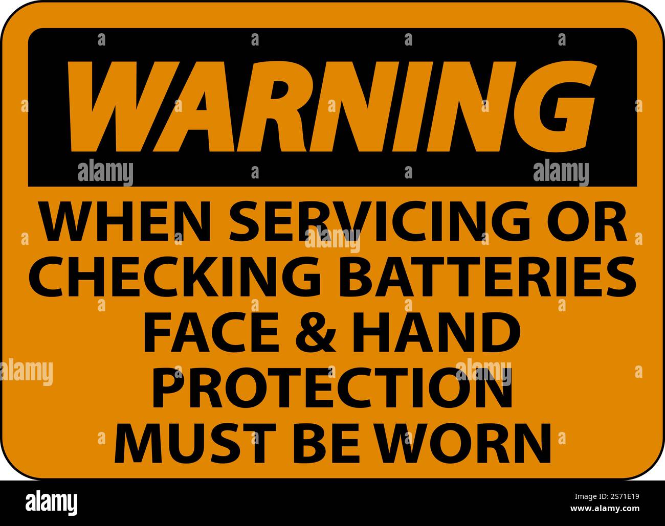 Warning When Servicing Batteries Sign On White Background Stock Vector