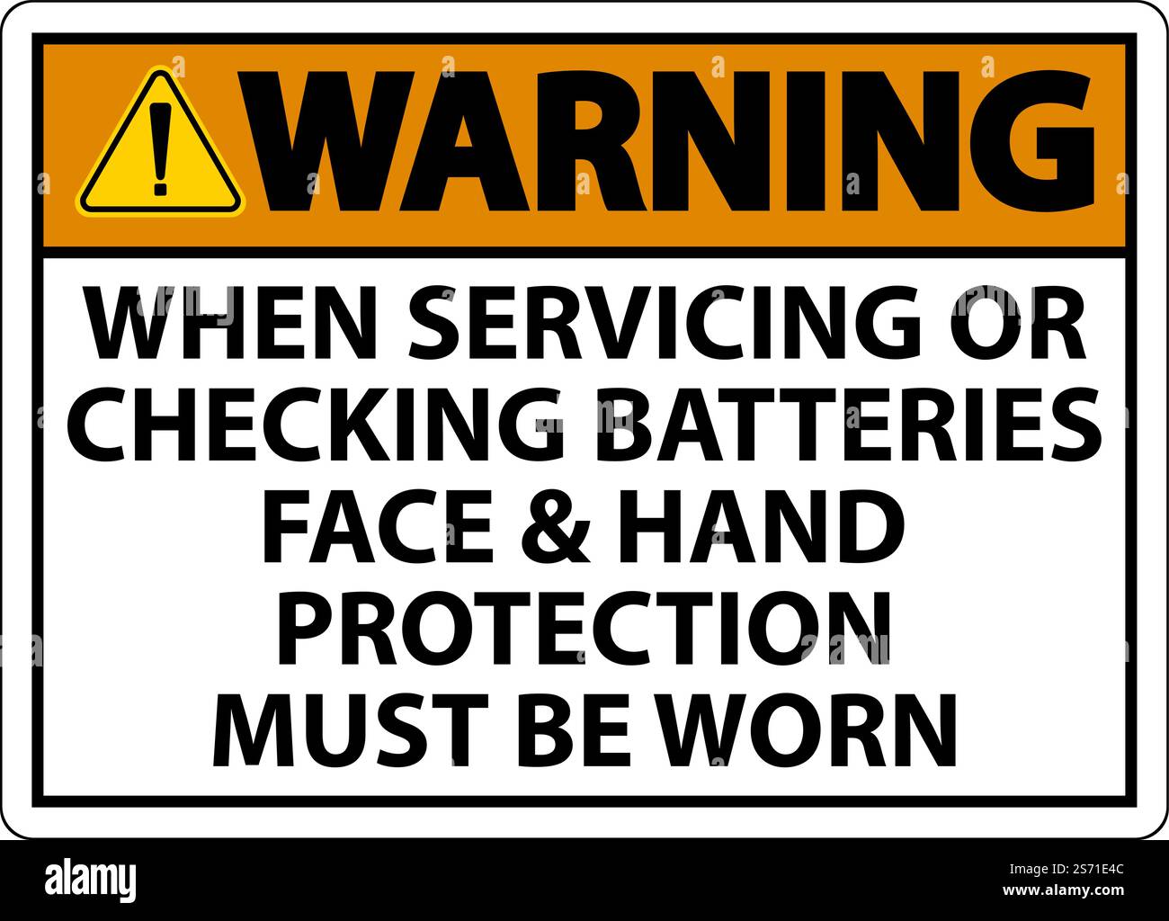 Warning When Servicing Batteries Sign On White Background Stock Vector