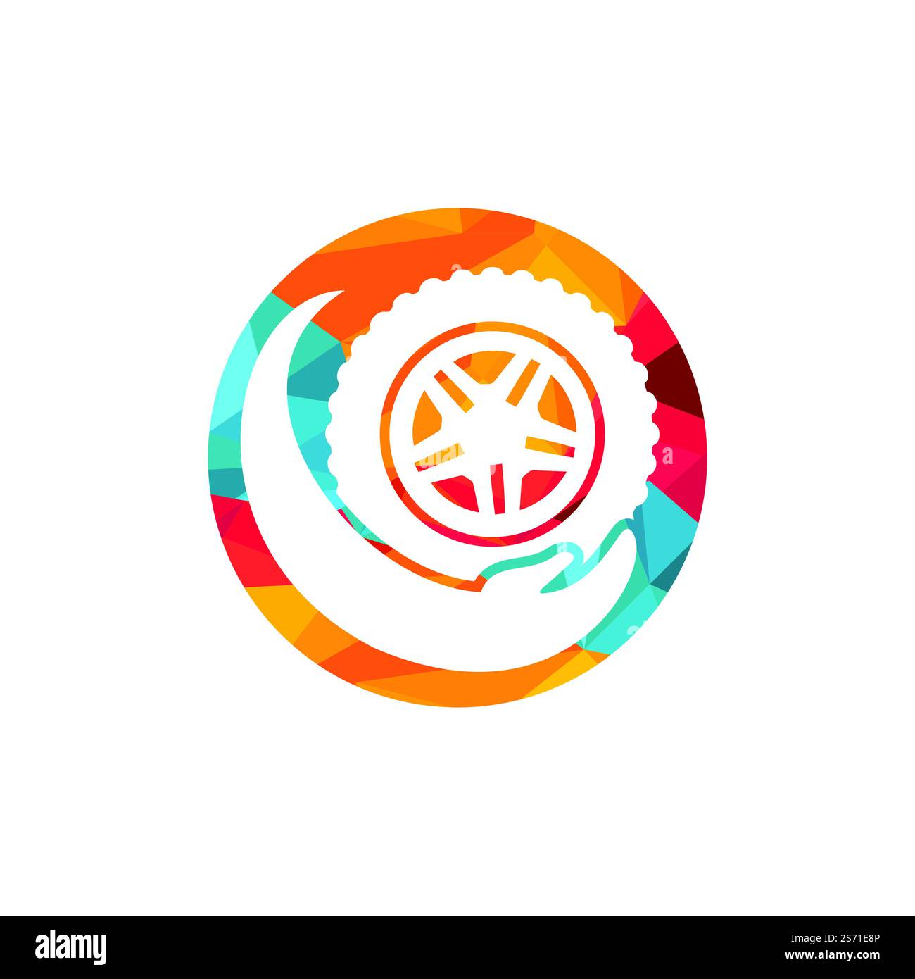 Transport care vector logo design. Tire and hand vector icon Stock ...