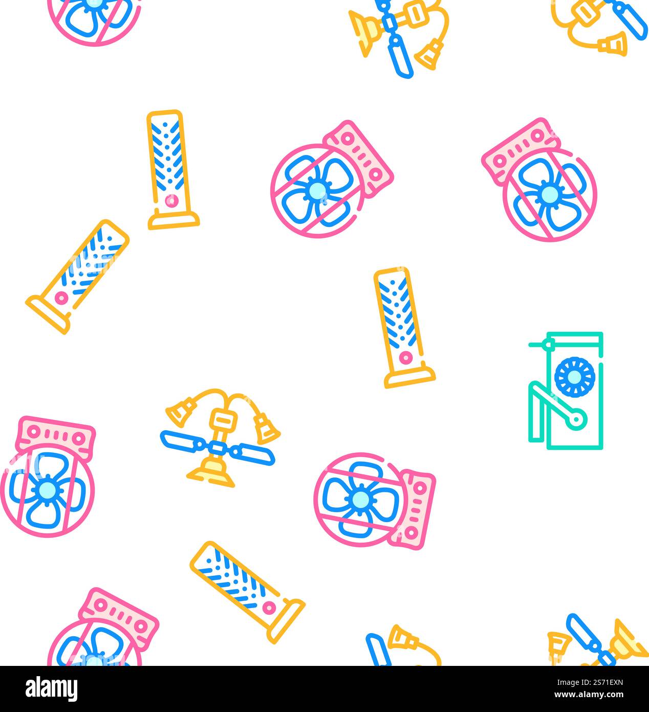 Fan Electronic Cooling Device vector seamless pattern thin line illustration. Fan Electronic Cooling Device vector seamless pattern Stock Vector
