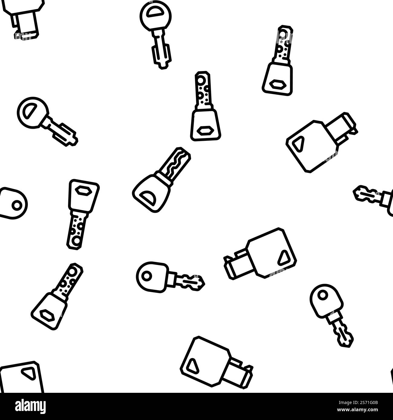 Key For Open And Close Padlock vector seamless pattern thin line illustration. Key For Open And Close Padlock vector seamless pattern Stock Vector