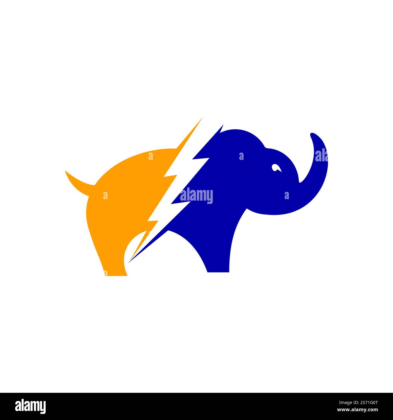 Elephant thunder vector logo design. Power elephant logo concept. Stock Vector