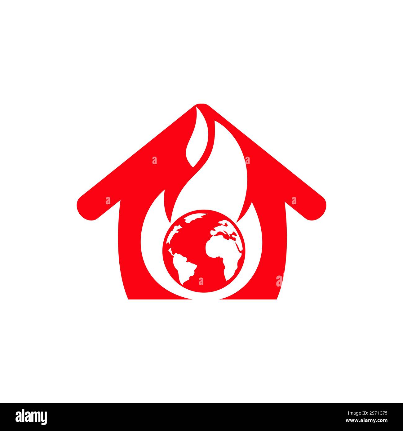 Fire Planet vector logo design template. Fire and earth with home icon design. Stock Vector