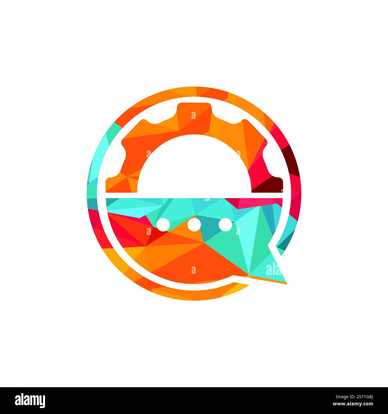 Gear chat vector logo design template. Gear bubble chat vector logo. Stock Vector