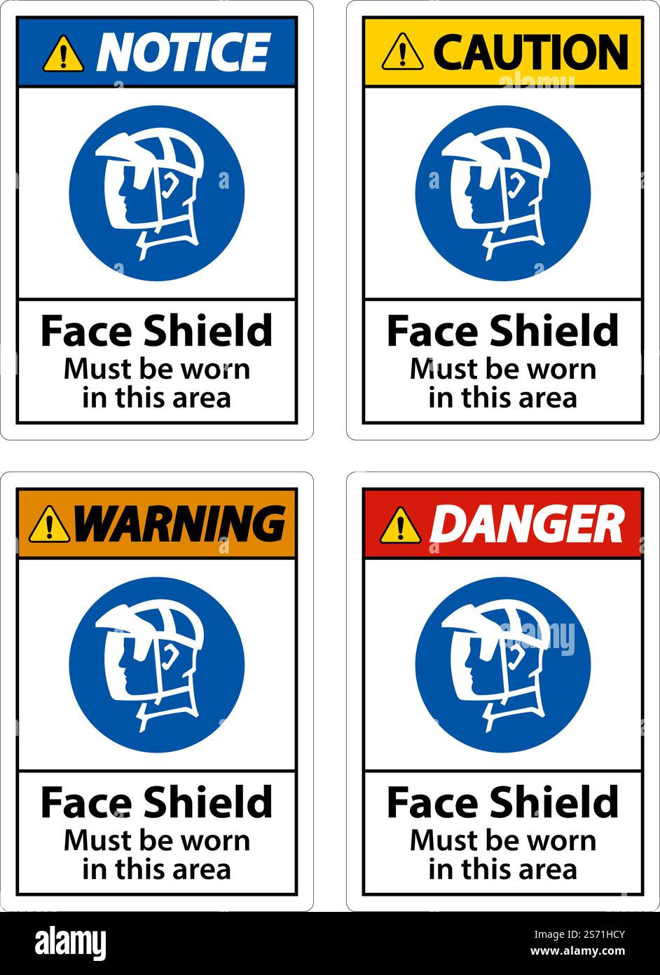 Face Shield Must Be Worn Sign On White Background Stock Vector