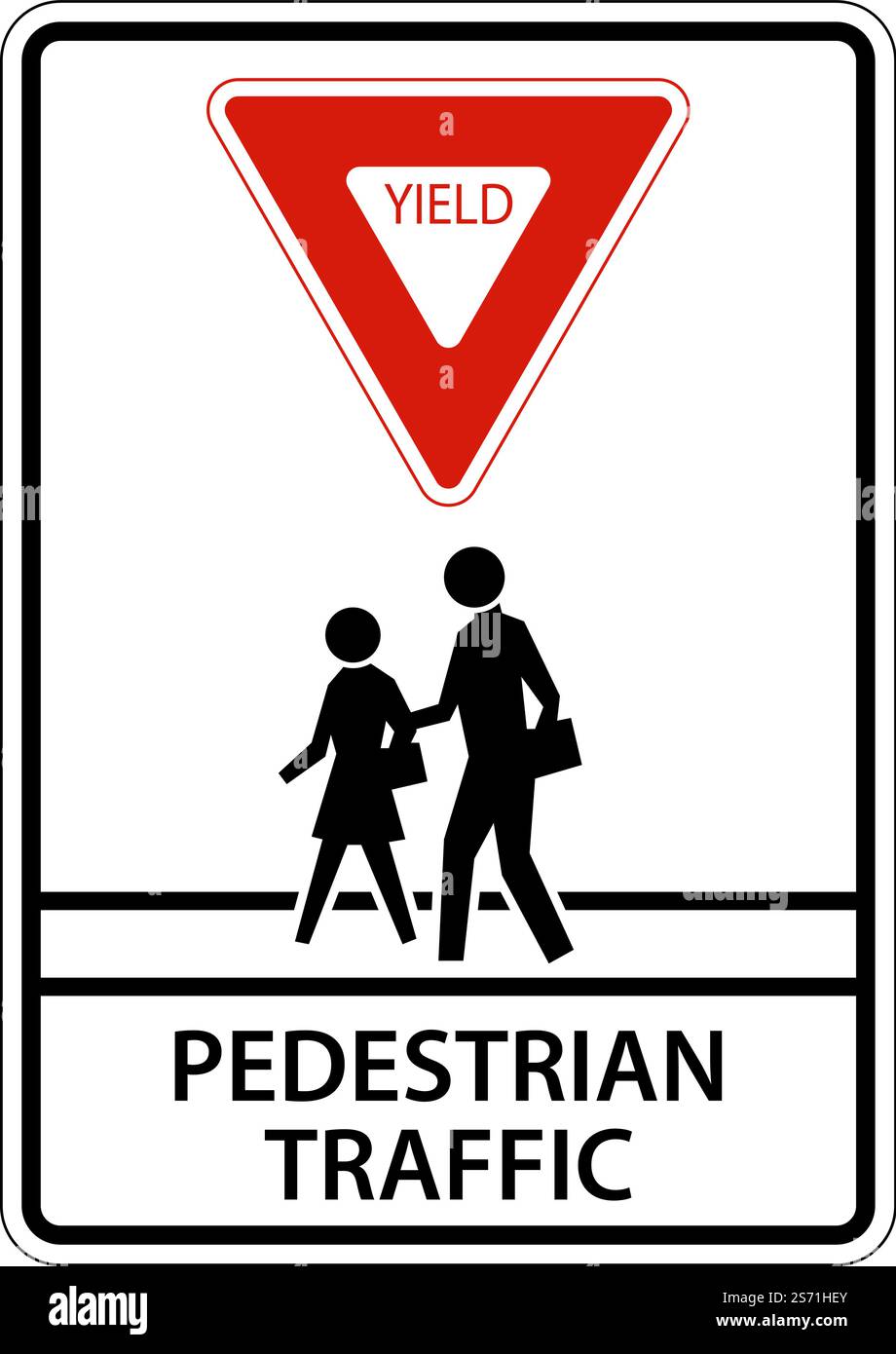 Yield Pedestrian Traffic Sign On White Background Stock Vector
