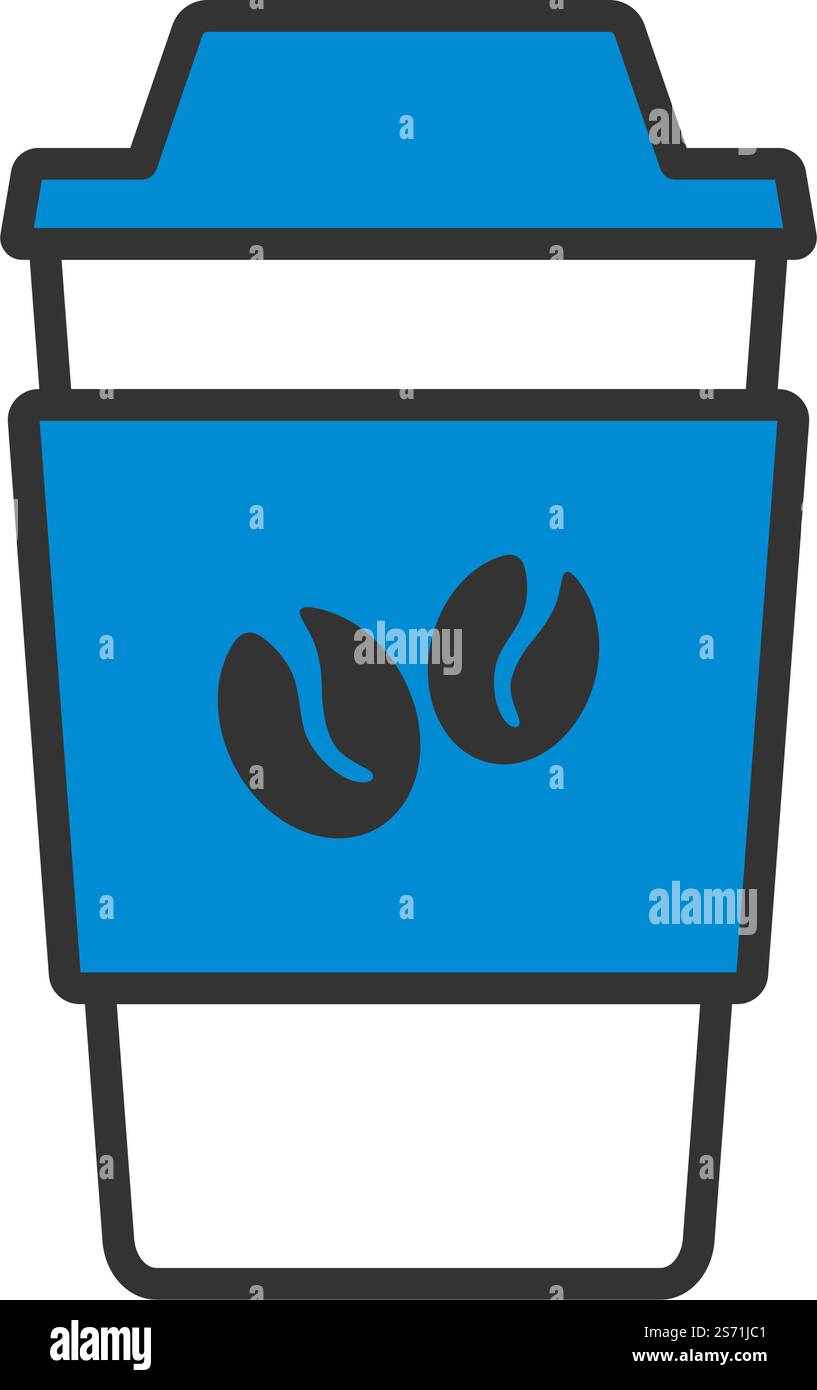 Outdoor Paper Cofee Cup Icon. Editable Bold Outline With Color Fill ...