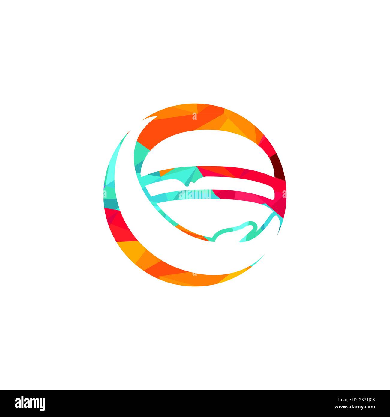 Burger care vector logo design. Vector burger and hand logo combination. Stock Vector