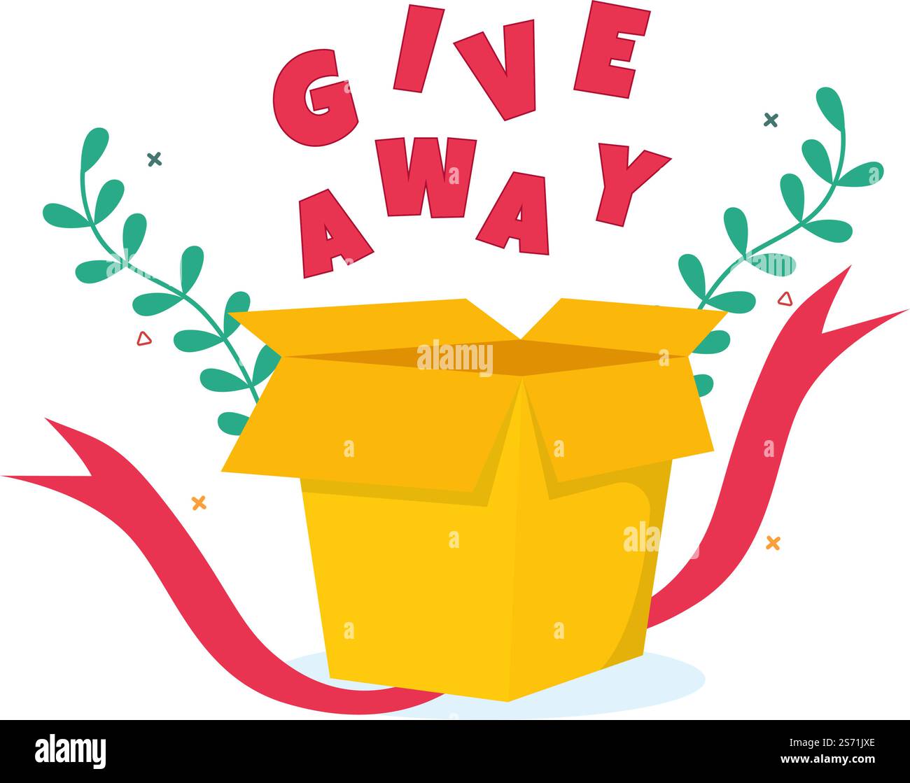 Reward Box. Word Design Giveaway Template Hand Drawn Cartoon Flat Illustration with Win a Prize ...
