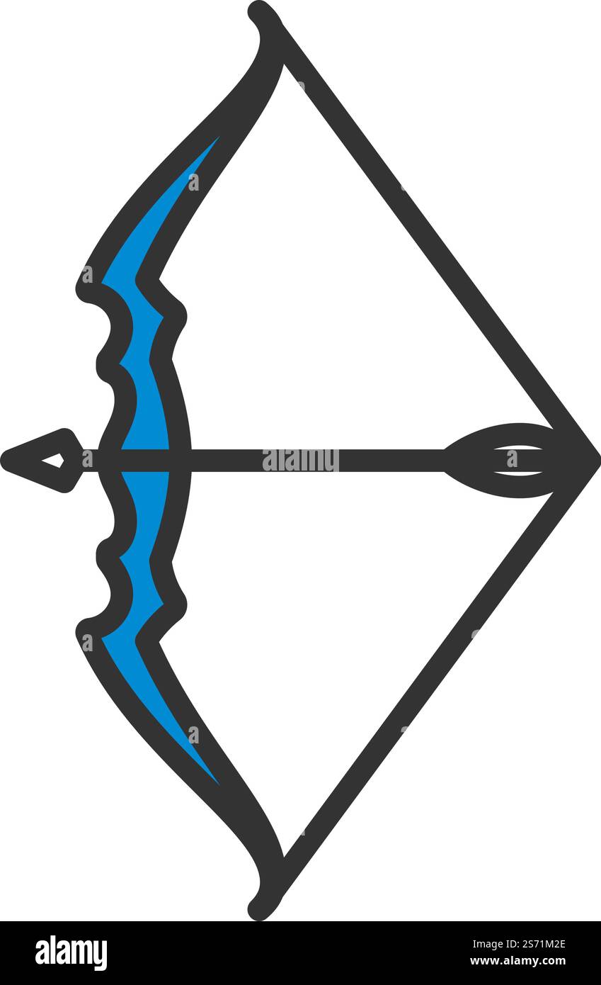 Bow With Arrow Icon. Editable Bold Outline With Color Fill Design ...