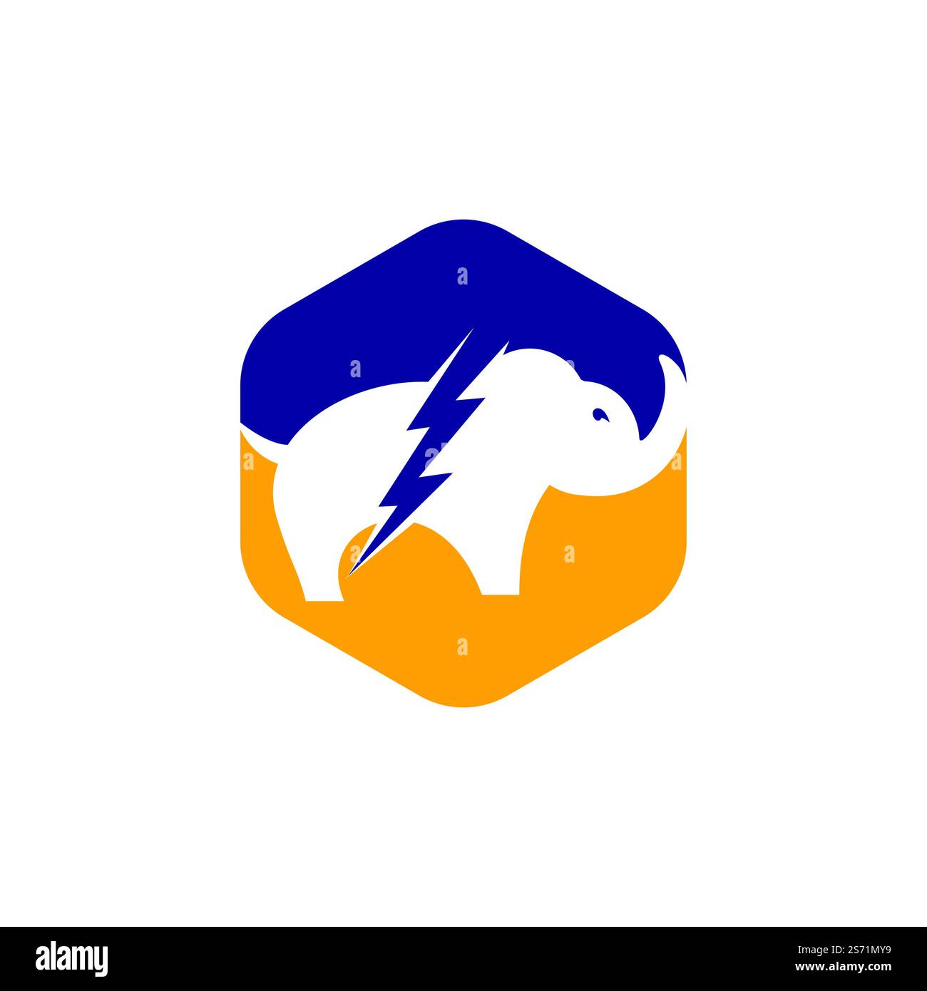 Elephant thunder vector logo design. Power elephant logo concept. Stock Vector