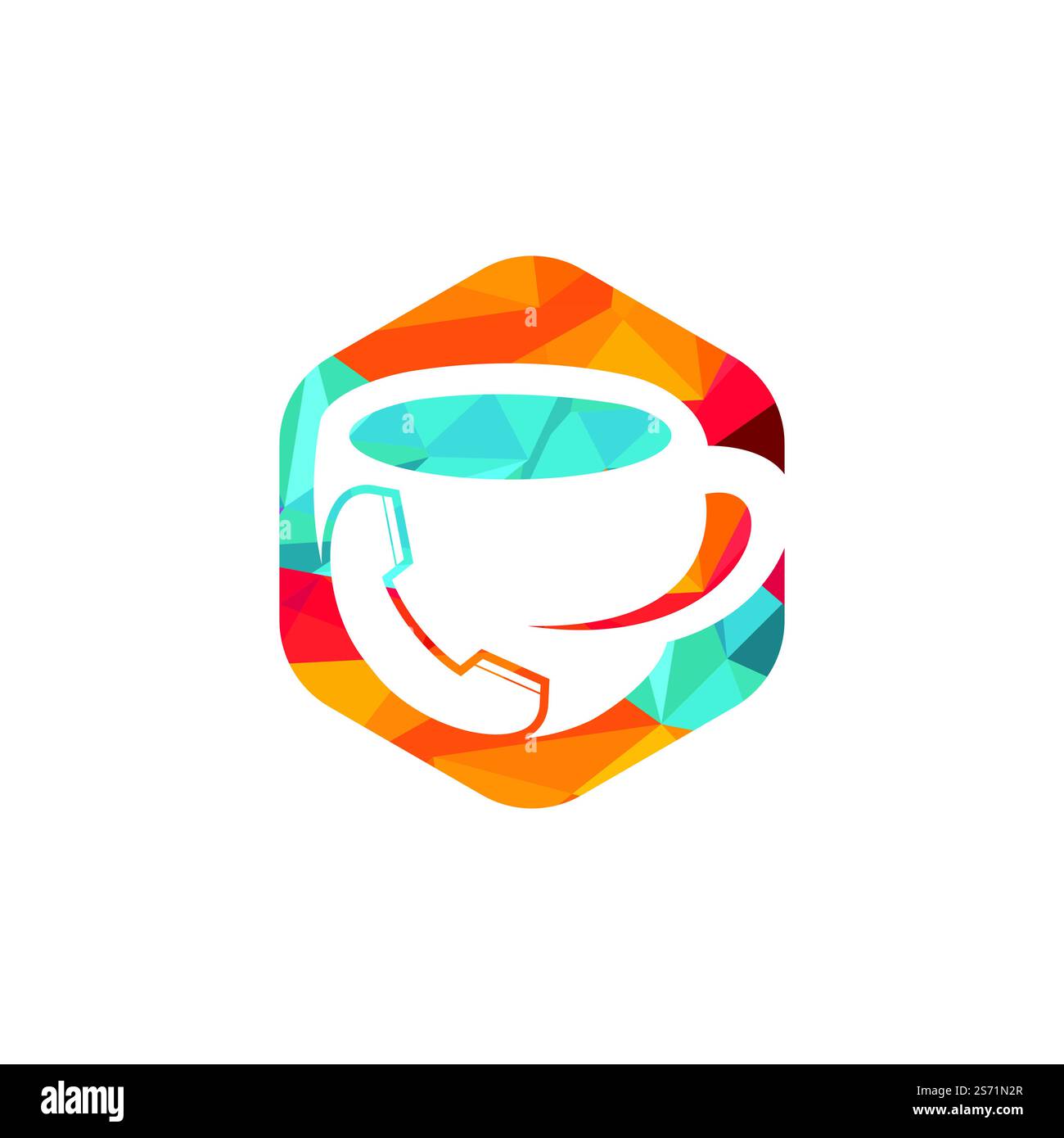 Coffee call vector logo design. Handset and cup icon Stock Vector Image ...