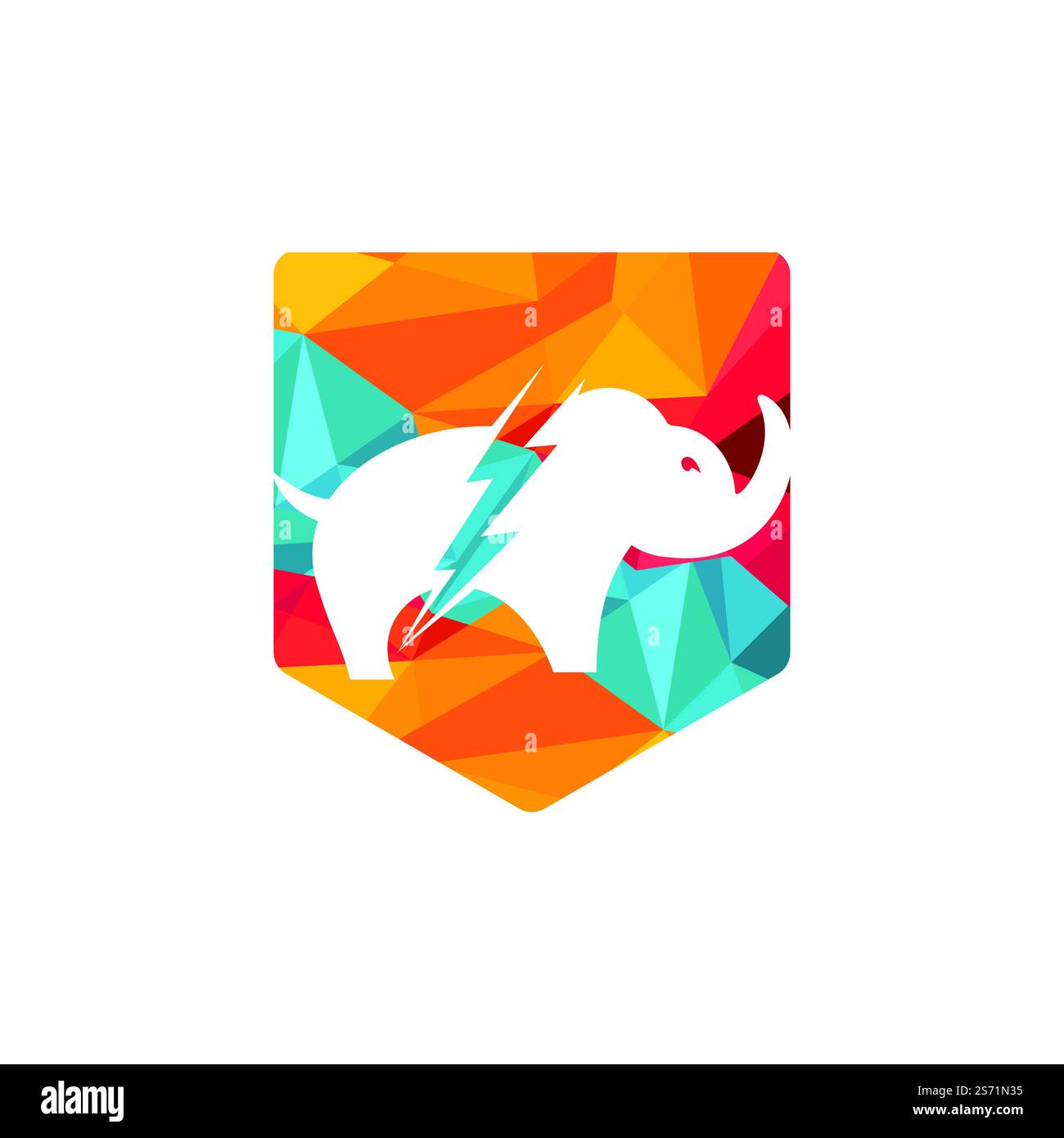 Elephant thunder vector logo design. Power elephant logo concept. Stock Vector