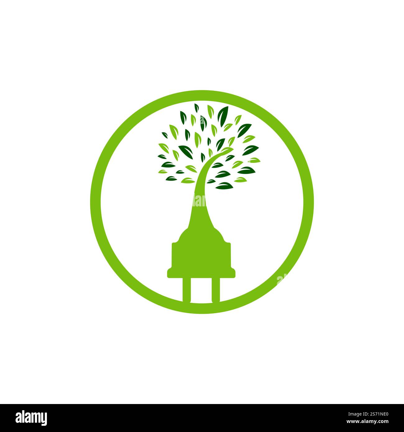Green energy electricity logo concept. Electric plug icon with tree ...