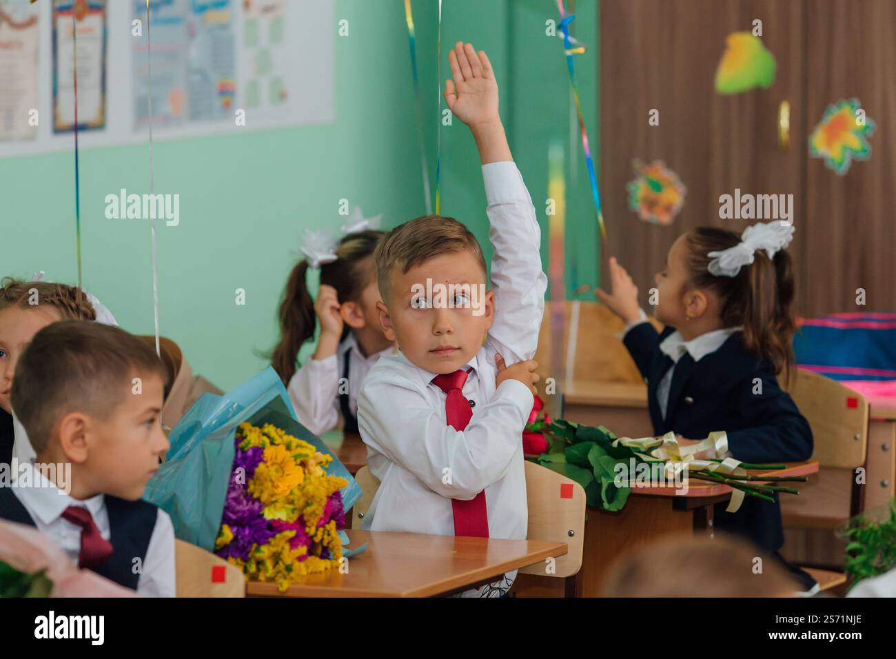 Russi First Class NOVOKUZNETSK, KEMEROVO REGION, RUSSIA - SEP, 1, 2022: First-grade ...