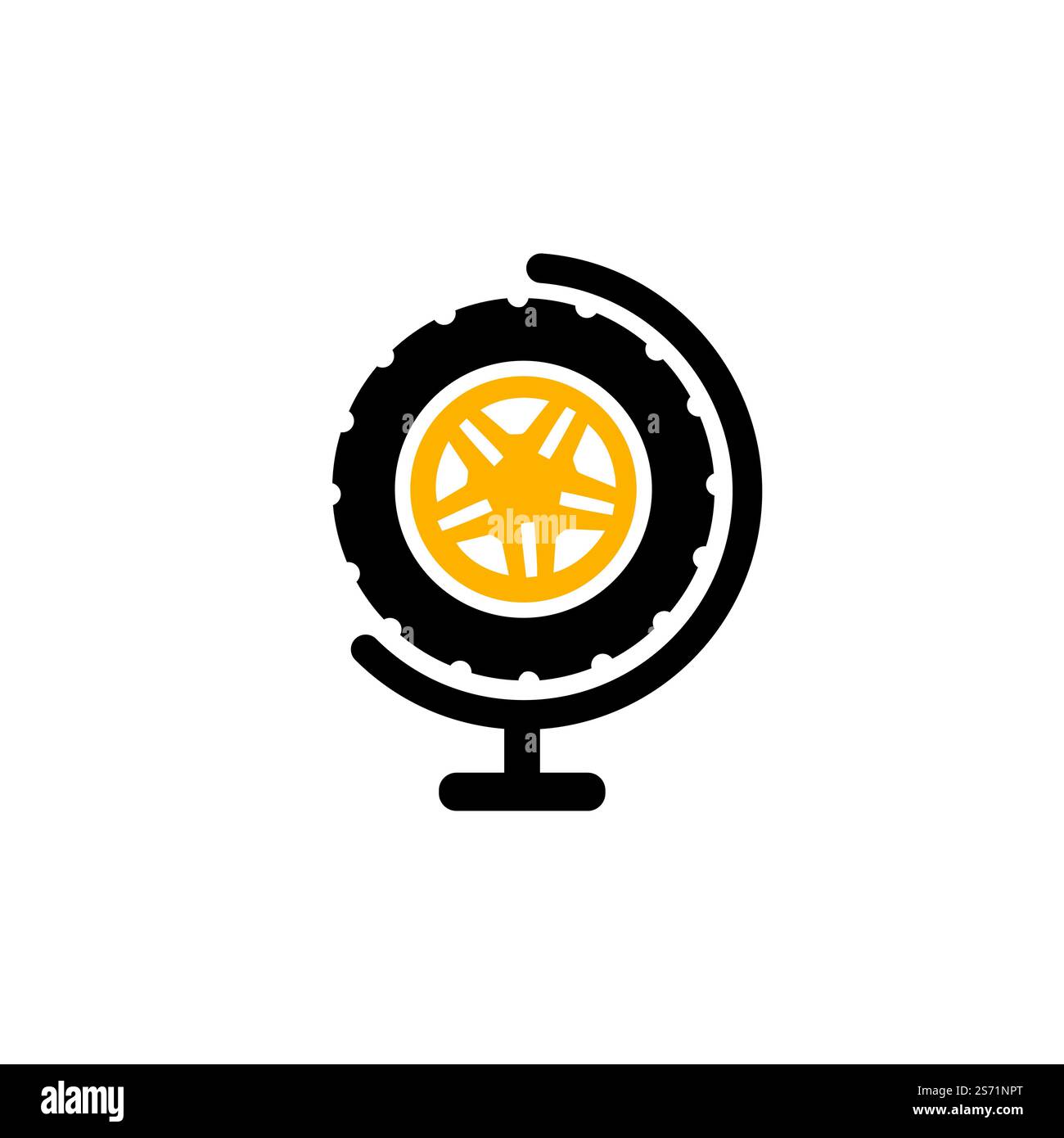 Tire world vector logo template. Vector wheel and planet logo combination. Stock Vector