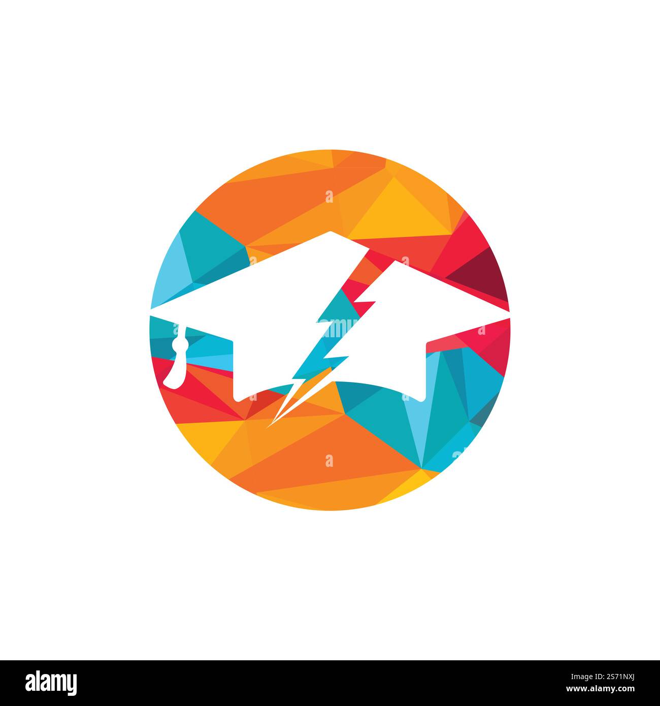 Flash student vector logo template. Education logo with graduation cap and thunder icon. Stock Vector