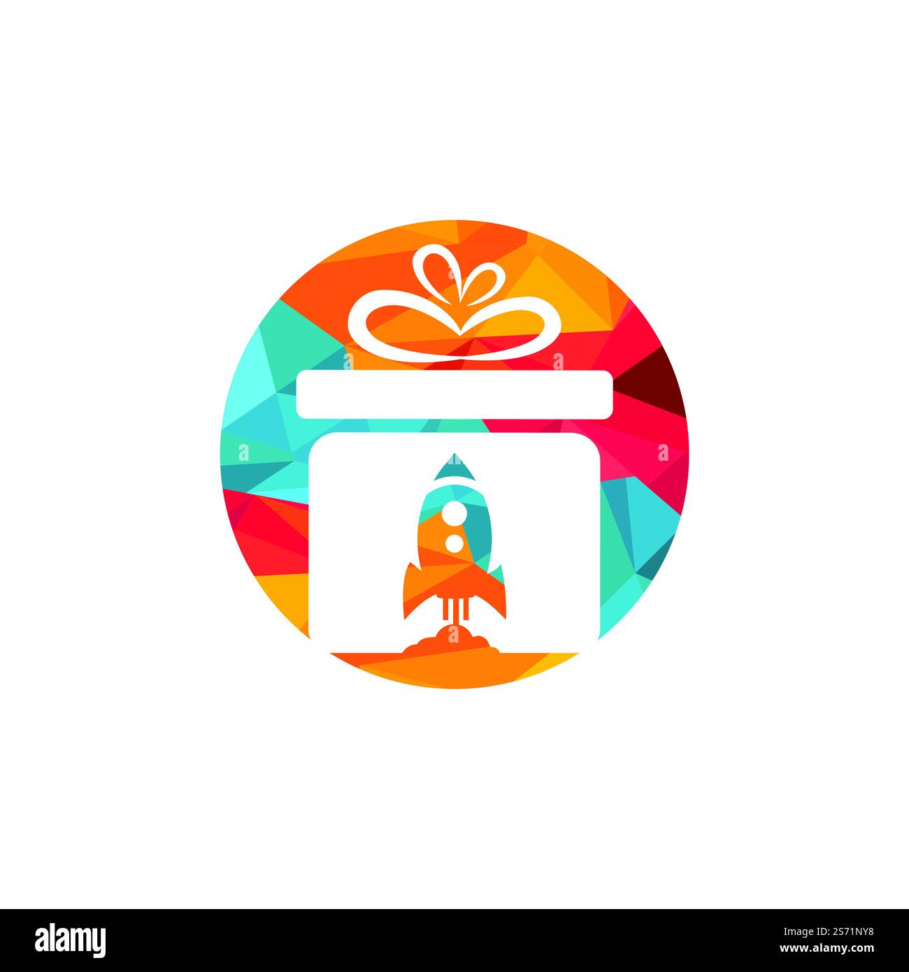 Gift Package with Rocket speed vector logo design. Unique delivery and flight logotype design template. Stock Vector