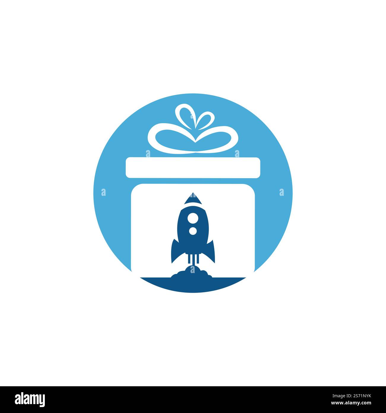 Gift Package with Rocket speed vector logo design. Unique delivery and flight logotype design template. Stock Vector