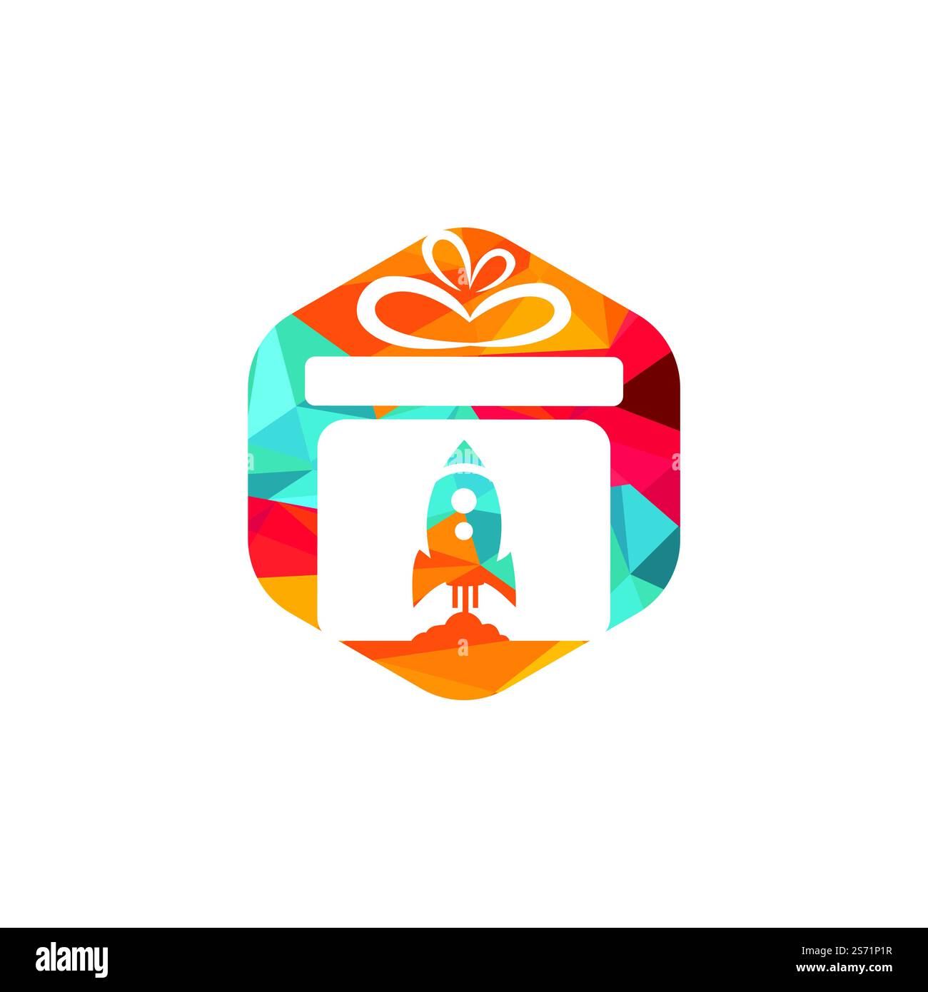 Gift Package with Rocket speed vector logo design. Unique delivery and flight logotype design template. Stock Vector
