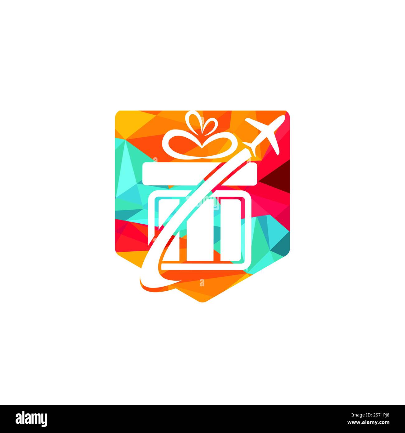Travel gift vector logo design. Vector of gift and plane logo combination. Stock Vector