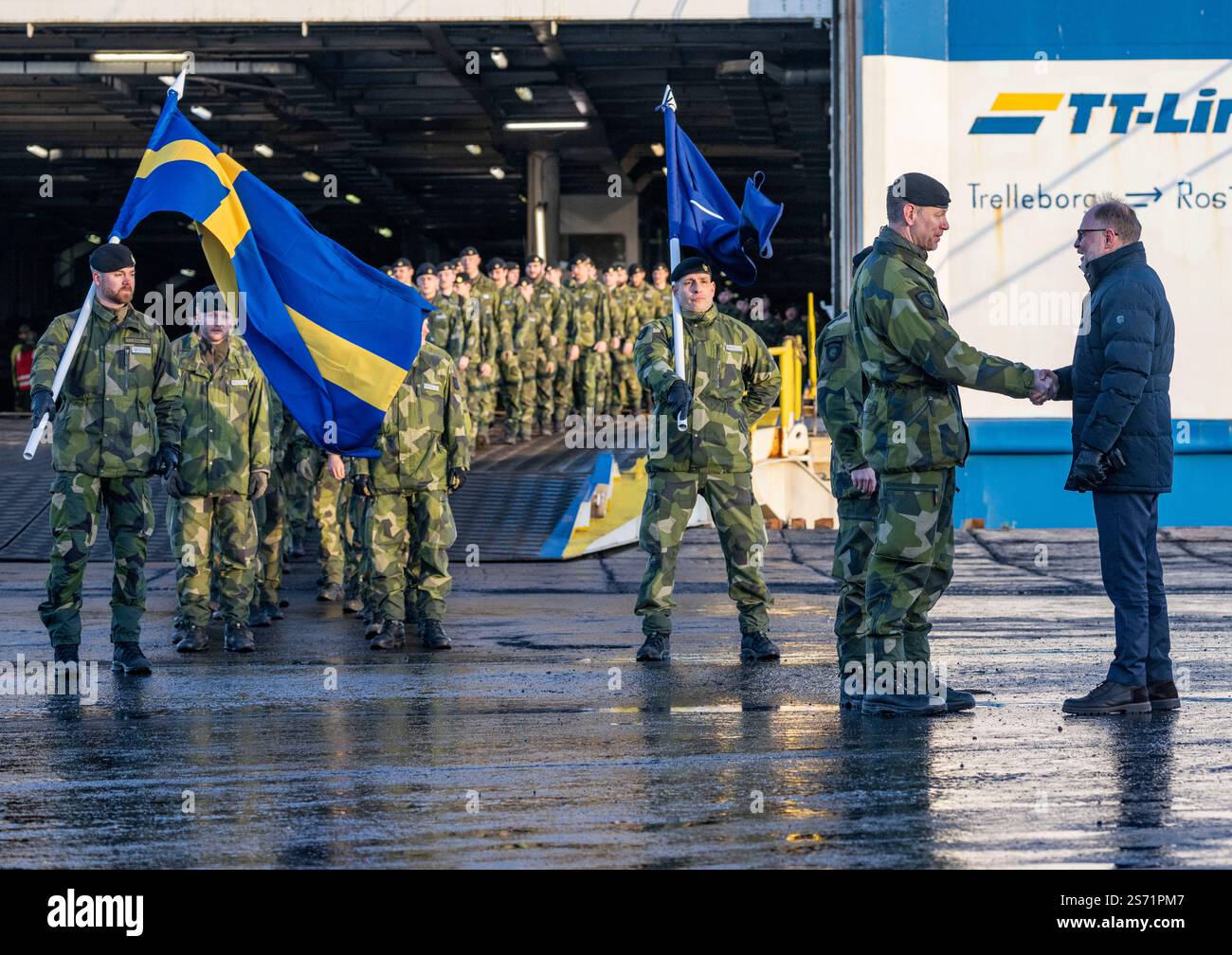 Swedish soldiers disembarked in the port of Riga, Latvia, Saturday, Jan ...