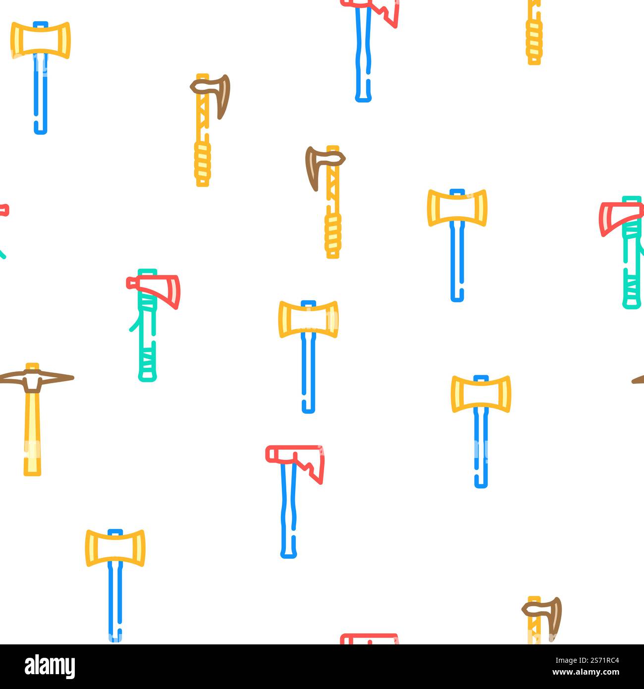axe hatchet wood blade tool vector seamless pattern thin line illustration. axe hatchet wood blade tool vector seamless pattern Stock Vector