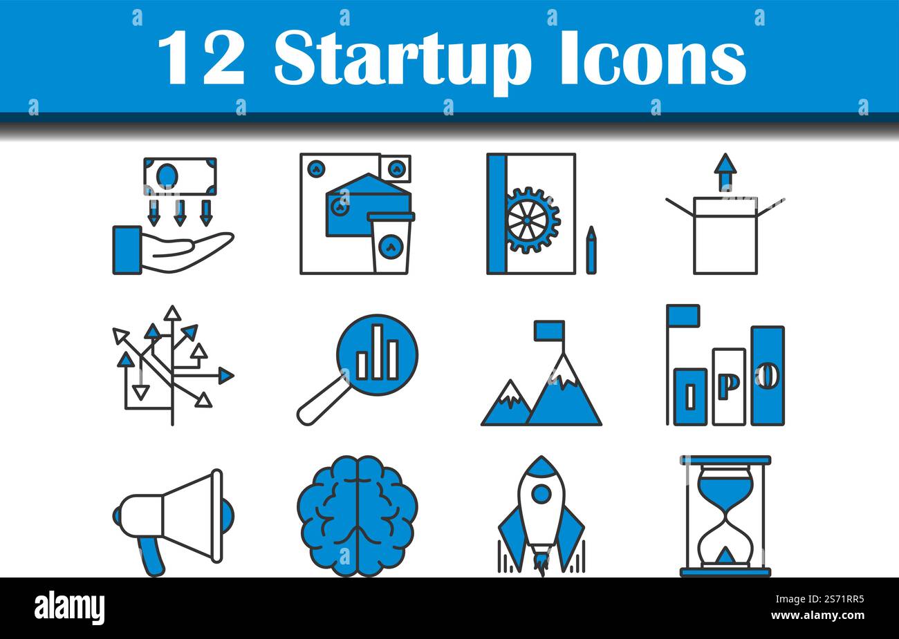 Startup Icon Set. Editable Bold Outline With Color Fill Design. Vector ...